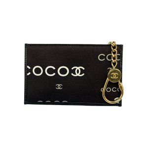 CHANEL Coco Mark Key Case, Canvas, Leather, Black, Women's